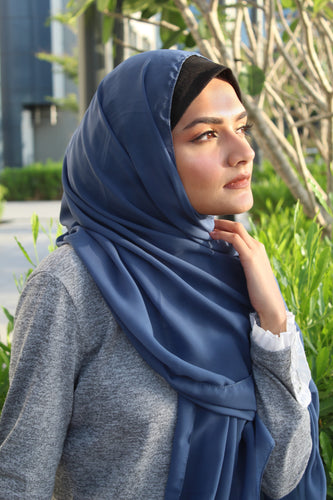 Sapphire Blue Chiffon Hijab | Desimod , Dubai's premium hijab and Modestwear Store